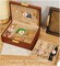 2-Layer Solid Wood Jewelry Box with Lock & Key – Vintage Velvet-Lined Organizer for Rings, Earrings, Necklaces, Bracelets & Watches, Elegant Gift for Women & Men (Light brown velvet)